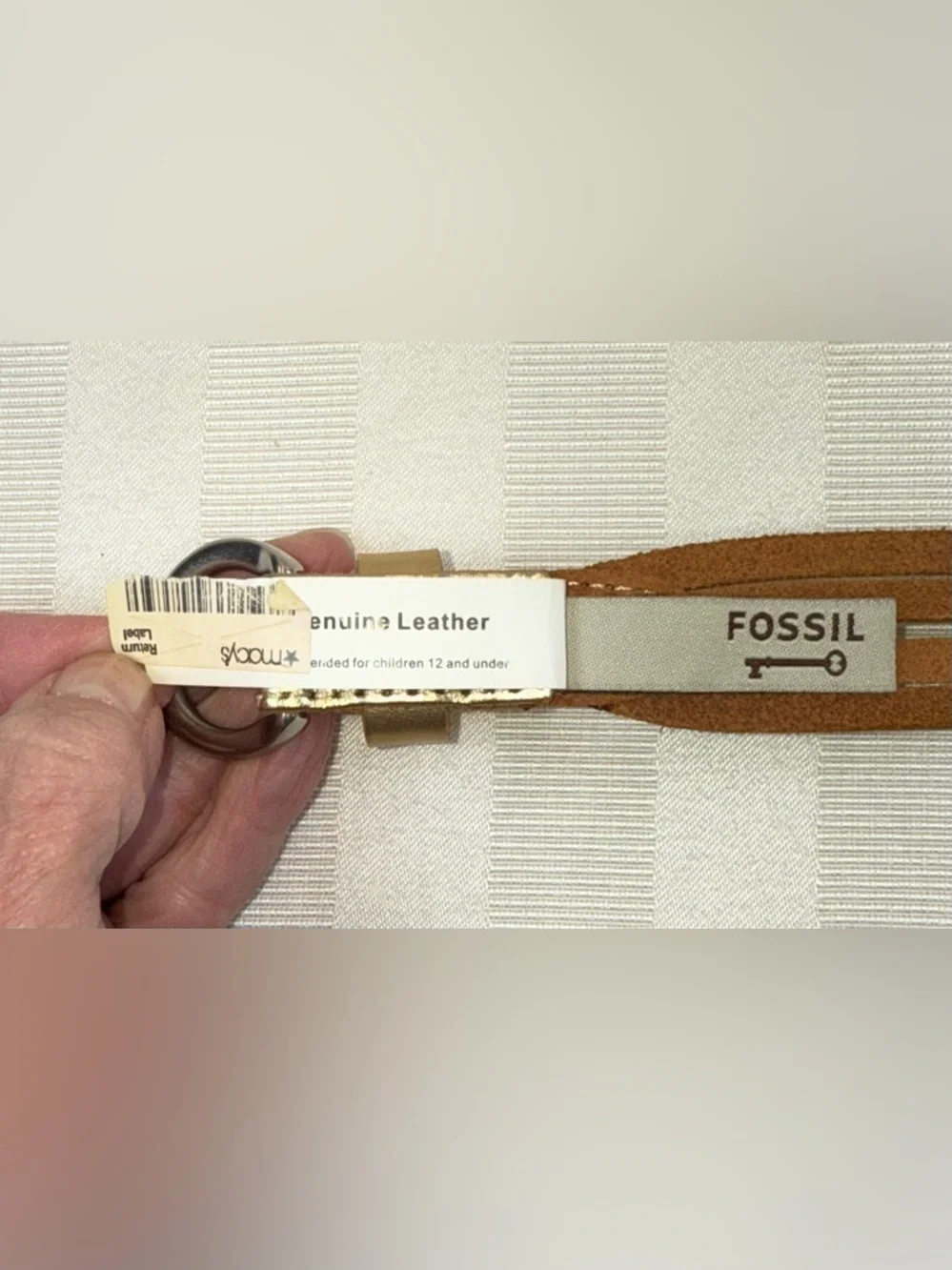 Fossil Gold Metallic Braided Leather Belt Sz-Medium